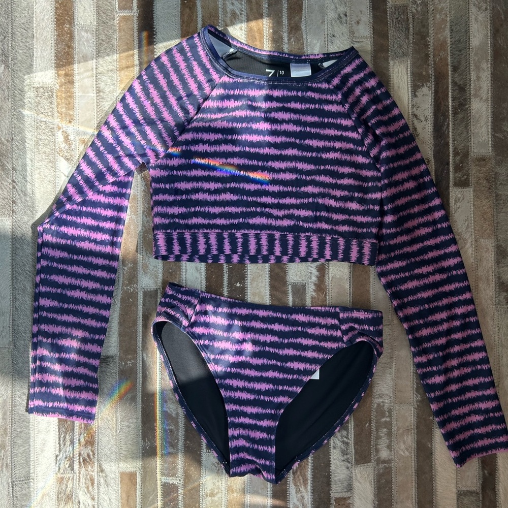 Zella Girl Pink and Blue Rashguard Set